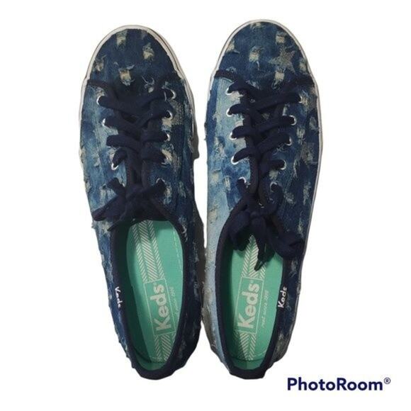 Keds Women's Double Up Distressed Denim Fashion Sneaker Size 10 - Picture 4 of 7